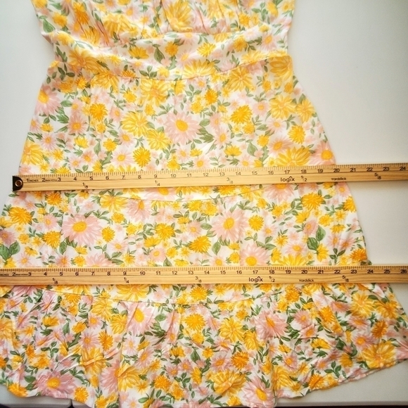 Planet Heart Sz L Yellow Floral Summer Dress 100% Rayon NWT - Picture 10 of 12
